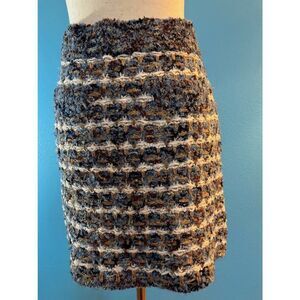 EUC! ZARA Boucle Knit Skirt Metallic Thread Mini Short Unlined Faux Pockets S
